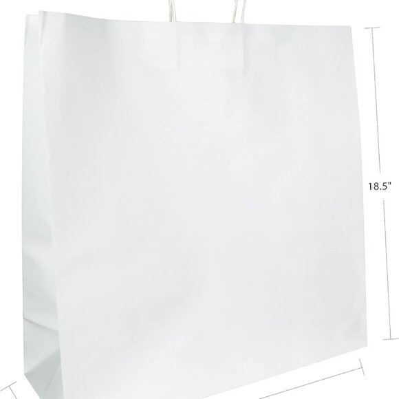 Greenii - 50 White Paper With Handles Kraft 18 * 7 * 19 Party Gift Bags - Picture 2 of 7
